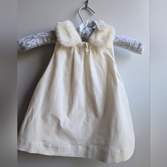 NWT...Baby Gap soft faux fur collared sleeveless corduroy dress (18-24 months) - Picture 3 of 11